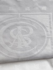 Vintage Double Damask Banquet Table Cloth Logo 56 x 106 Inches