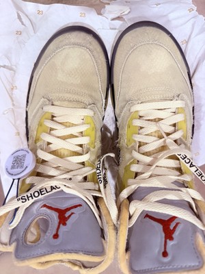 Mens 10.5 - Off-White x Nike Jordan 5 SP - Sail/Muslin