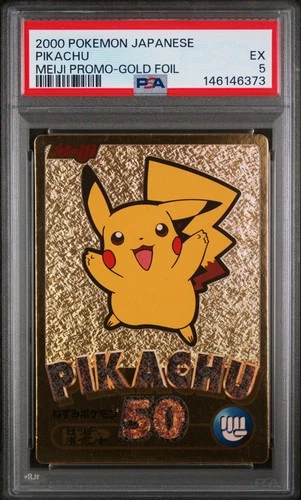 2000 POKEMON JAPANESE MEIJI PROMO GOLD FOIL PIKACHU PSA 5