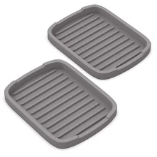 2pcs 5.9 X 4.33 Gray Silicone Sponge Holder, Soap Tray, Sink, Kitchen, Set