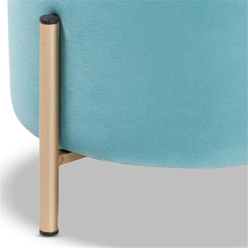 Baxton Studio Thurman Sky Blue Velvet and Gold Finished Metal Ottoman - Picture 3 of 9