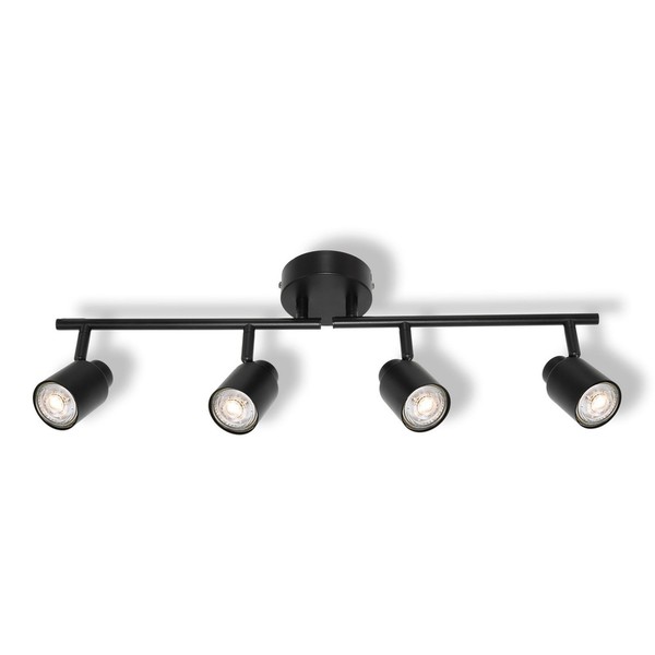 Deckenstrahler Metall Schwarz Osram GU10 4-Flammig Schwenkbar Spot Esszimmer-image
