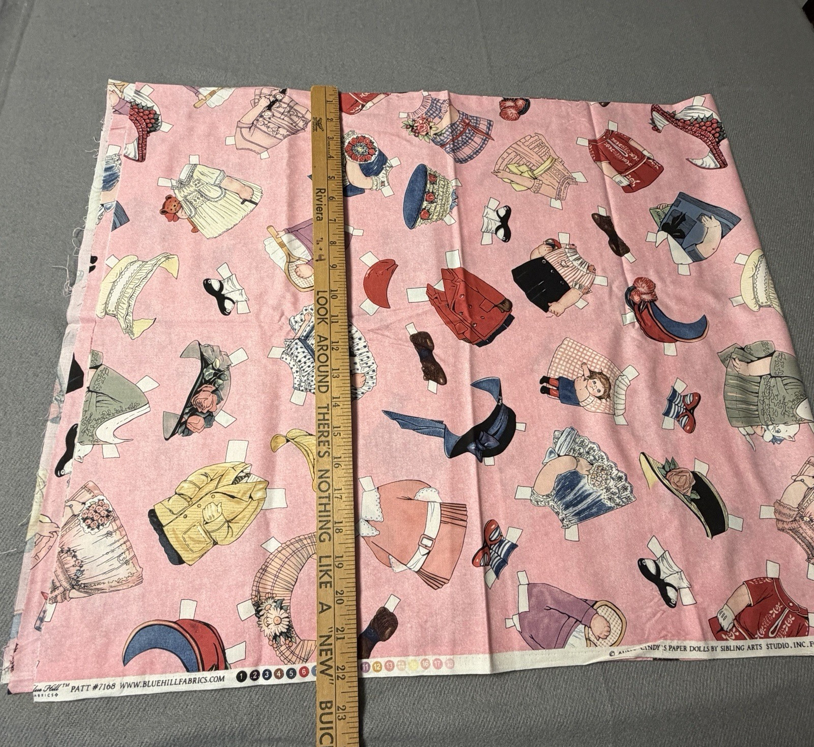 2 yds PINK Aunt Lindy’s Paper Dolls Sibling Arts Studio Blue Hill Fabrics #7168