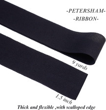 Black Petersham Ribbon 1-1/2 Inch 9 Yards Vintage Ribbon for Millinery Hat Gi...