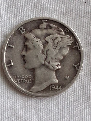 1944 P  Mercury Silver Dime/  Circulated Fine Condition 90%Silver