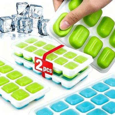 Silicone Square 14 Cube Easy Release Ice Cube Mold with Lid Ice Cube Tray Mold S