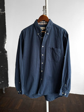 Aquascutum of London Mens Navy Blue Brushed Cotton Button Down Shirt Size - L