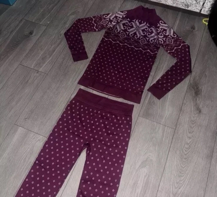 ladies size M sweaty betty ski base layer thermal set top and leggings vgc