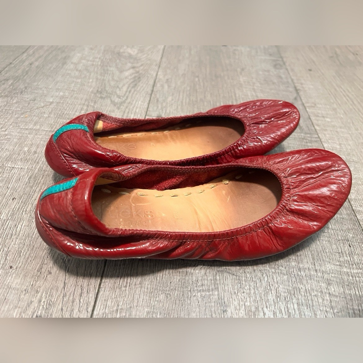 Tieks Patent Leather Ballet Flats Womens Size Ruby Red Foldable Comfort  Shoes