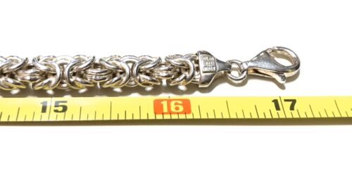 Collana catena grano tessuto bizantino argento sterling 925 fine Milor Italy 17" - Foto 4 di 5
