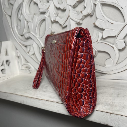 Brahmin Daisy Clutch Wristlet Sunrise Millenia Red Embossed Leather - Picture 3 of 6