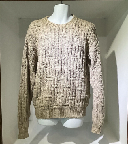 Vintage Lake Harmony Rowing Club Men's Chunky Knit 90’s Sweater Large Ivory USA - Picture 3 of 13