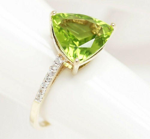 Schöner Damenring 9 Karat 375 Gold 1,92 g Gelbgold Peridot Zirkone Gr. 54 - Bild 3 von 3