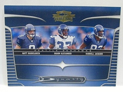 2006 Donruss Threads Dynasty MATT HASSELBECK SHAUN ALEXANDER DARRELL JACKSON 
