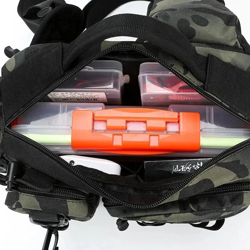 Sac à dos de pêche à la mouche ergonomique pour randonnée et wading noir