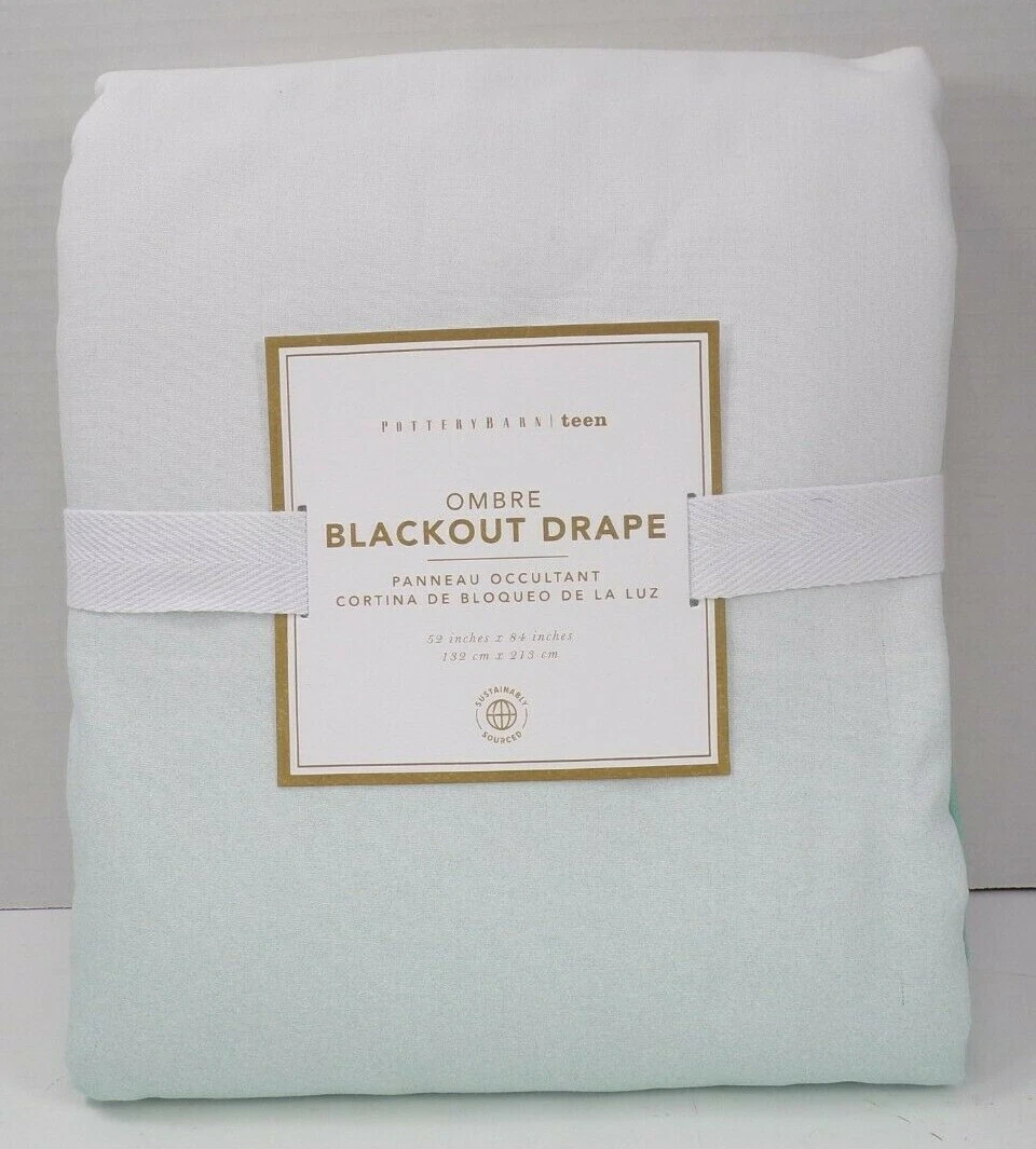 Pottery Barn Teen Ombre Blackout Drape Panel 52x 84" Light Turquoise #Q189