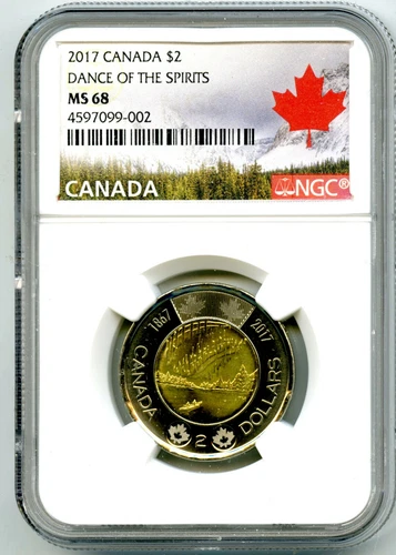 2017 CANADA $2 TOONIE NGC MS68 DANCE OF SPIRITS 150TH TWO DOLLAR COIN TOP POP=3