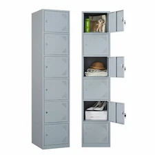 Metal Locker Steel Storage Cabinet with 6 Doors for Office School Gym Employees
