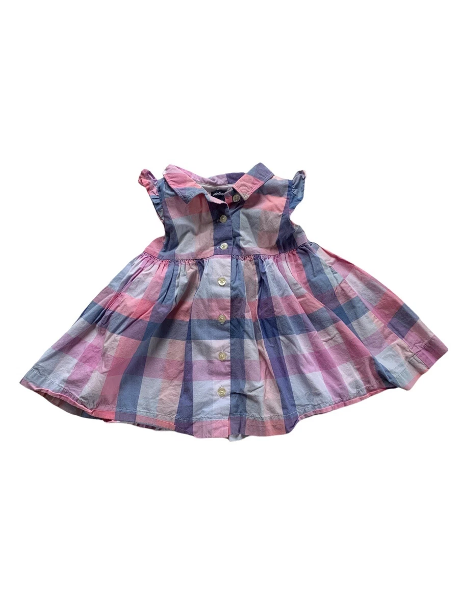 Baby Gap 6 12 Month Pastel Pink Blue Plaid Button Up Spring Easter Dress