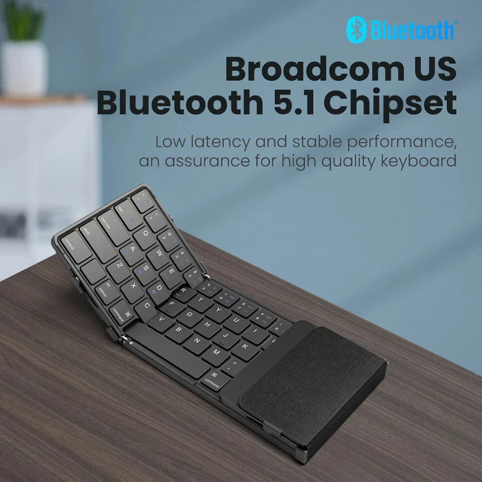 Bluetooth Keyboard with Touchpad Wireless Foldable Keyboard with PU Leather - Image 4 of 4