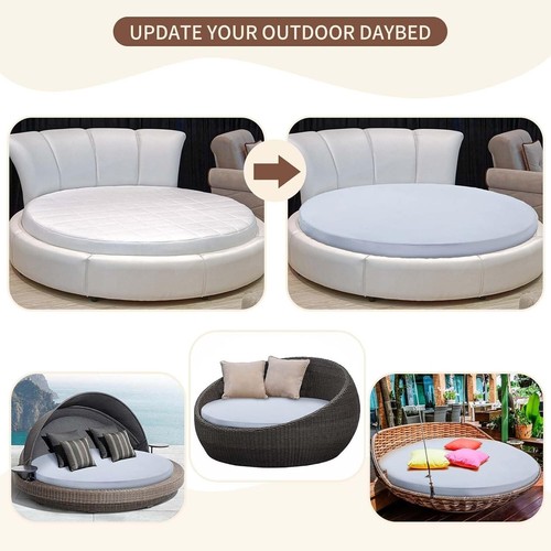 Outdoor Daybed Cushion Cover,Outdoor Round Bed Cushion Cover,Replacement Grey - Picture 3 of 6
