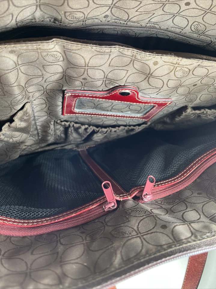 Fossil Vintage Red Leather Laptop Tote Shoulder Bag - Heavily Distressed - Image 4 of 4