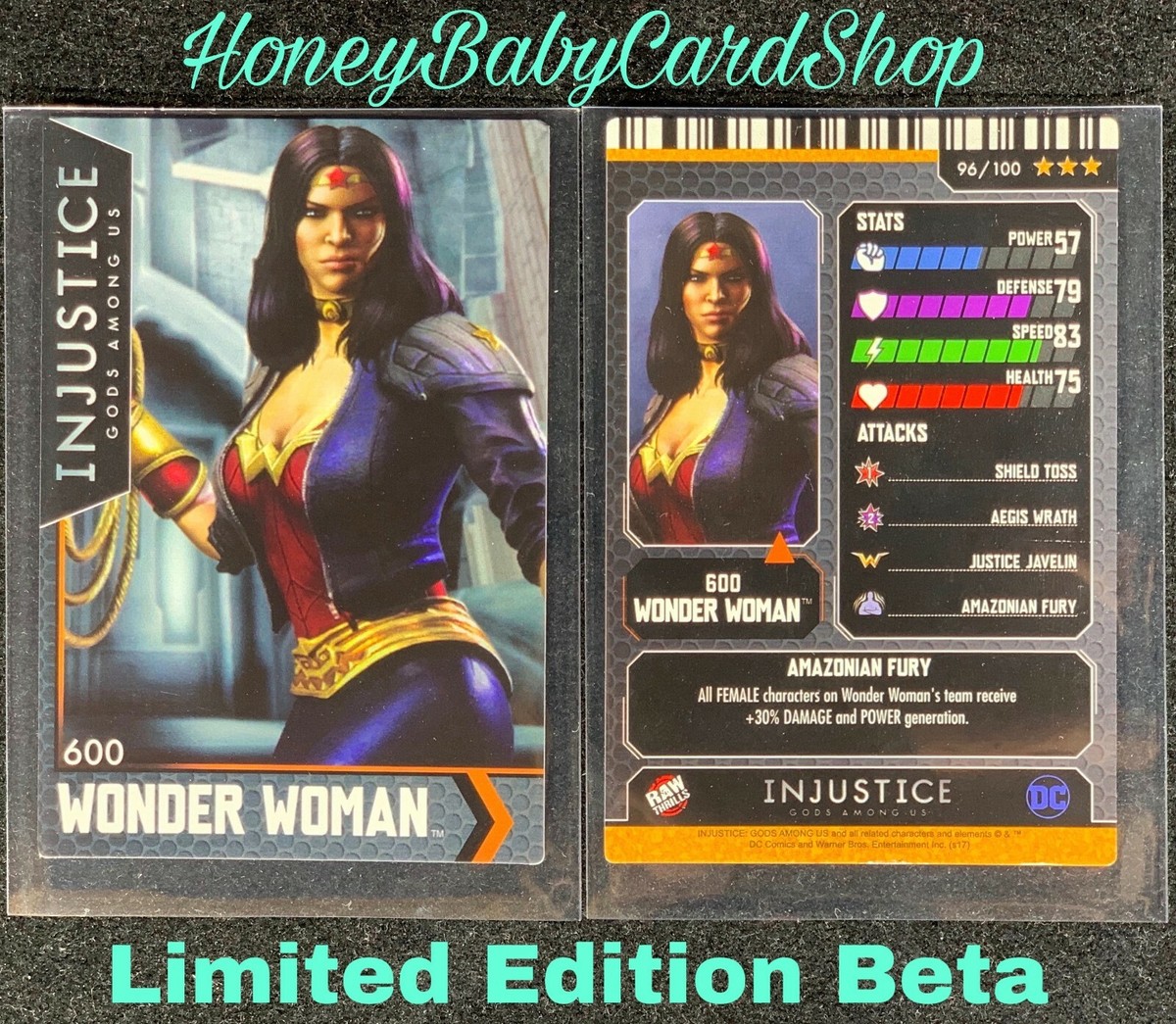 Injustice Arcade LE Beta Card 96 600 Wonder Woman ? Ultra Rare Out of Print Injustice Arcade LE Beta Card 96 600 Wonder Woman ? Ultra Rare Out of Print