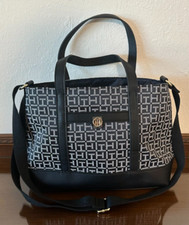 EUC Tommy Hilfiger Tote Square Monogram Jacquard Convertible Black One Size