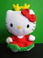 TY Beanie Baby Hello Kitty Christmas Reindeer Sanrio 7" Plush