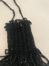 Black Beaded medicine bag necklace/30" long/bag2"