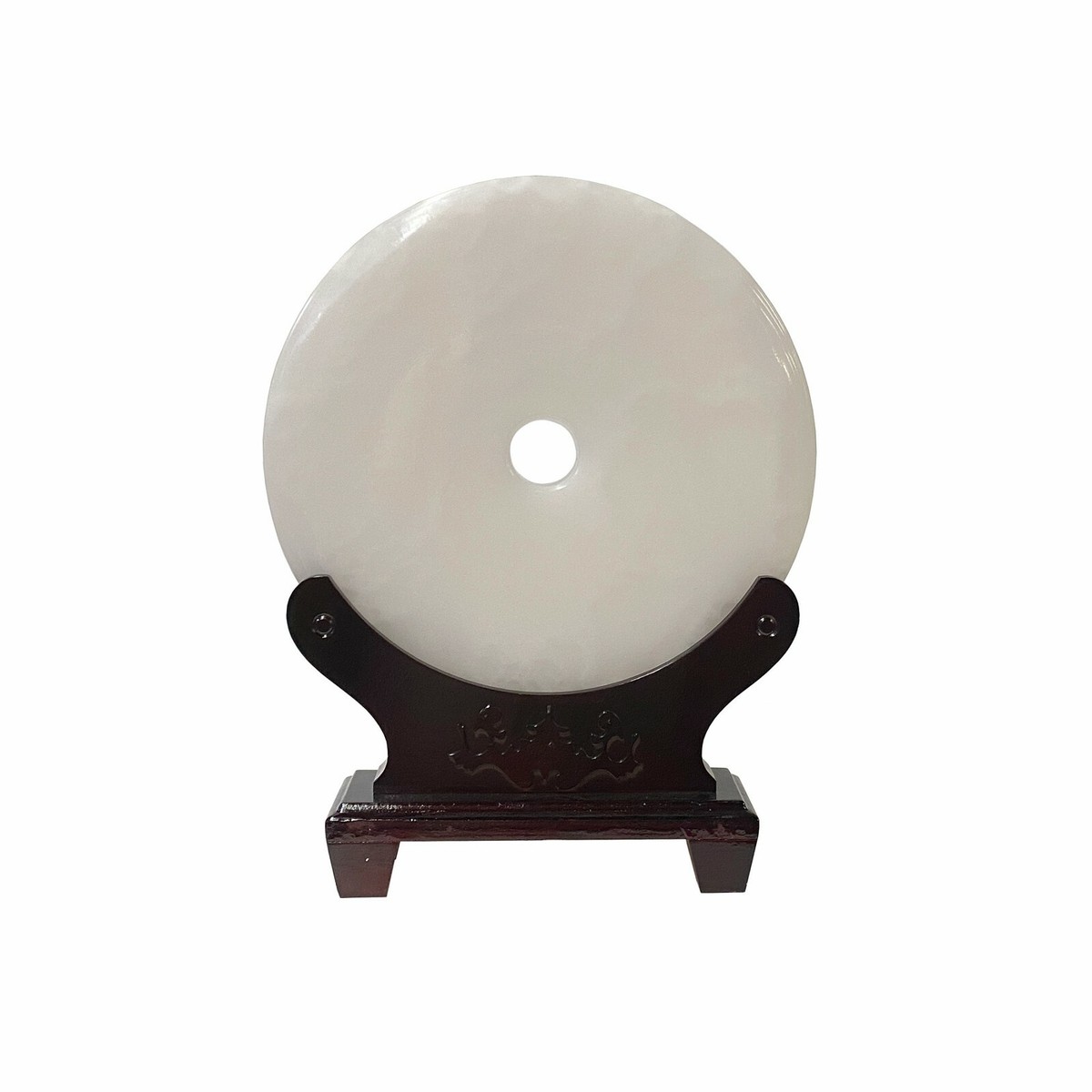 Chinese Natural Stone Round White Fengshui Plaque Display ws1839S Chinese Natural Stone Round White Fengshui Plaque Display ws1839S
