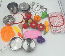 ZESTAW XXL Zabawka Kuchnia Pudełko na zabawki Dzieci Kuchnia Garnek Patelnia Metal Owoce Warzywa %%%