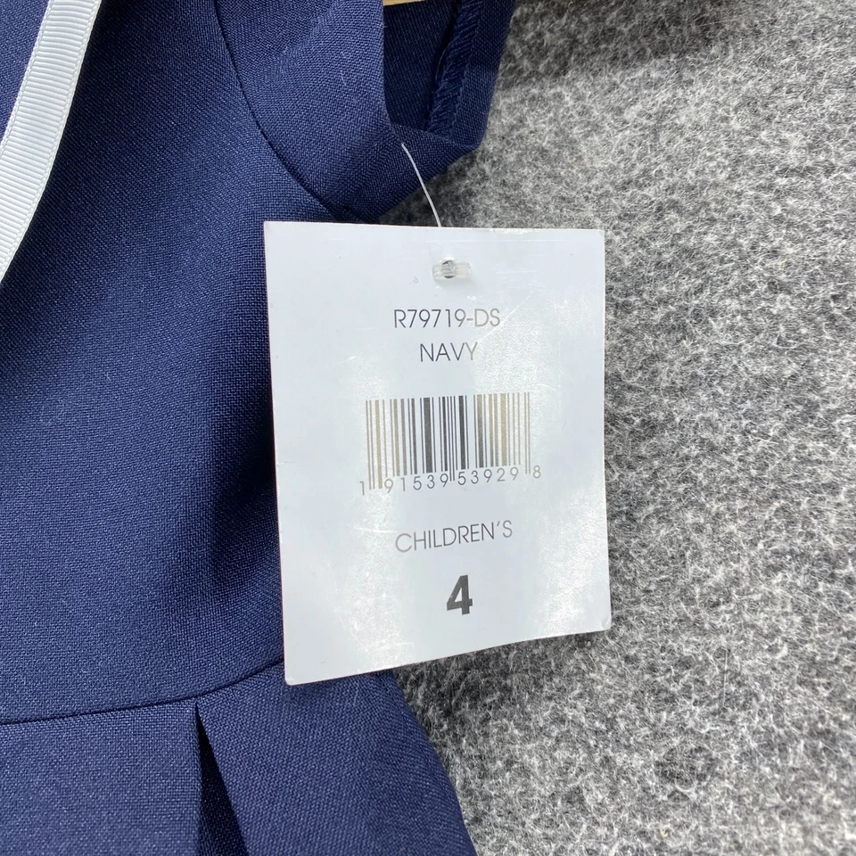 Nuevo Vestido Jessica Ann Niñas 4 Azul Rayas Funda Cremallera Corta Manga Corta Foto 3 de 4