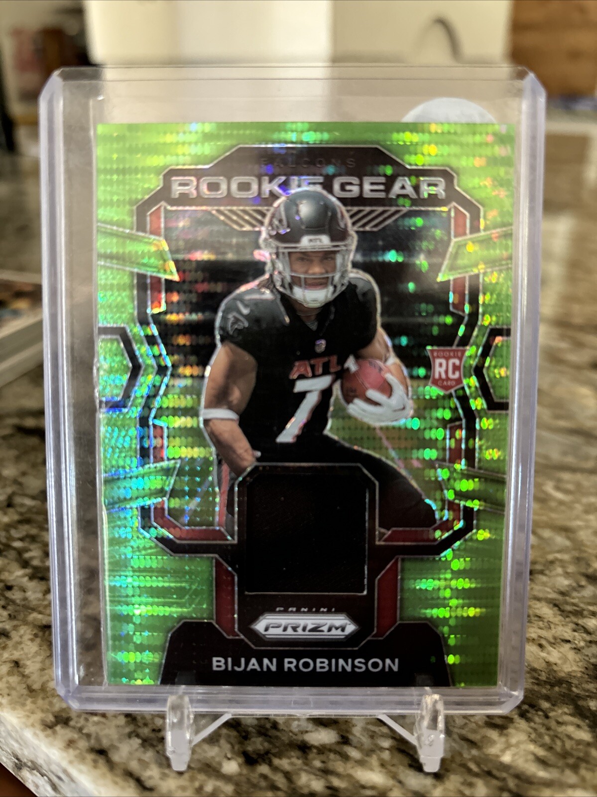 2023 Prizm Football Bijan Robinson Neon Green Pulsar ROOKIE Gear Jersey Falcons