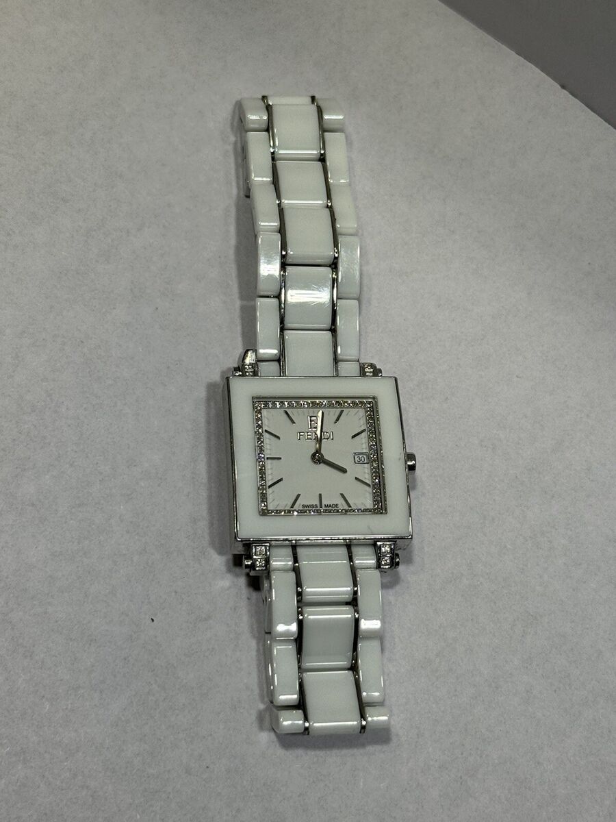Original Fendi Orologi SS & White Ceramic Ladies Diamond Original Fendi Orologi SS & White Ceramic Ladies Diamond