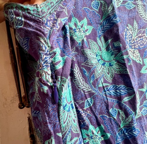 ✩Pretty *EAST ARTISAN with ANOKHI* Blue Floral Block Printed Midi Dress 18✩ - Picture 6 of 9