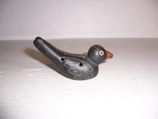 Vintage Black Bird Pottery Whistle Figurine