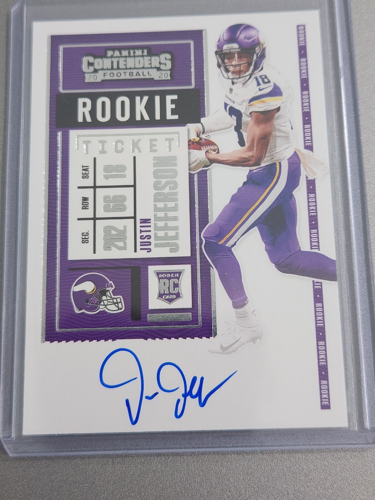 2020 Panini Contenders Rookie Ticket Justin Jefferson Auto Team Helmet 109 SSP
