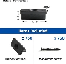 Muzata 750PCS Deck Fasteners Hidden Clips Composite Decking With Screws