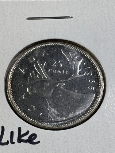 1965 Canada 25 Cents Silver Coin Proof Like