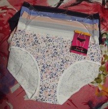 5 NEW MAIDENFORM PL4002 AKKN MESH WAIST COTTON HIPSTER PANTIES S/5
