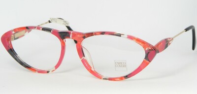 Vintage ENRICO COVERI 002 PINK /RED /BLACK /CLEAR EYEGLASSES GLASSES 54-16-135mm