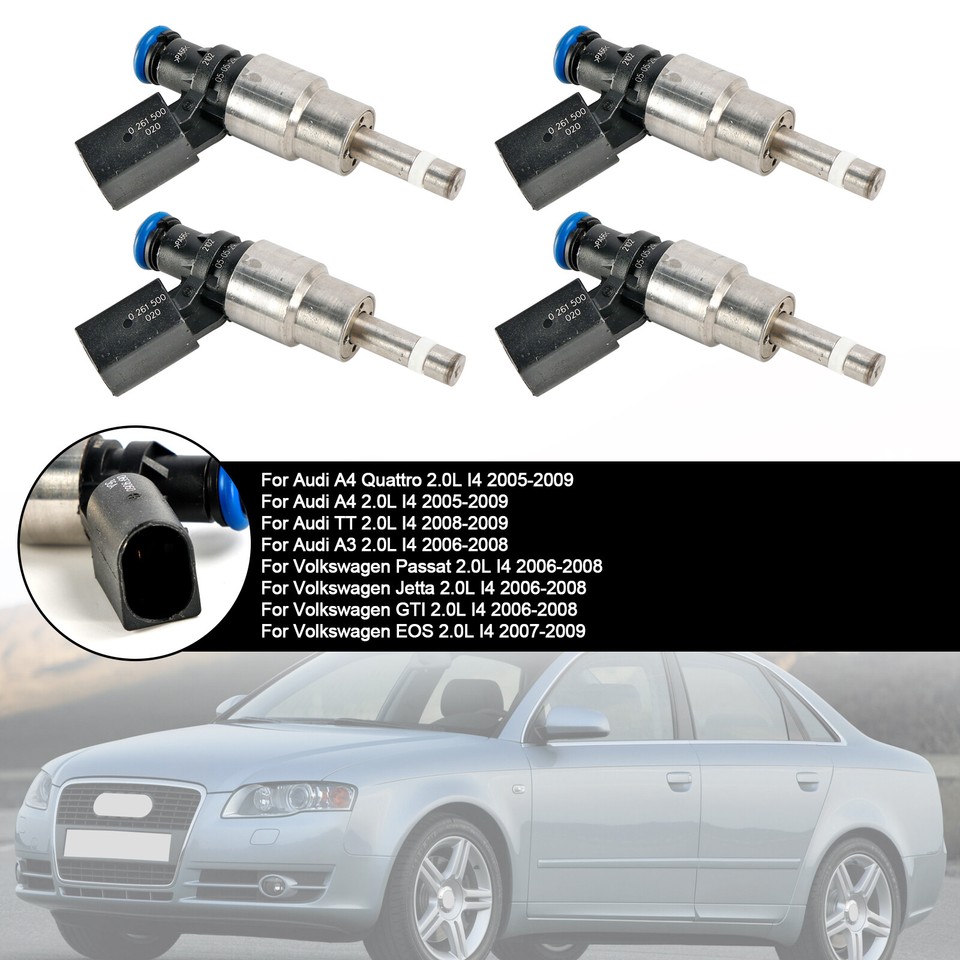 4PCS Fuel Injector 06F906036A Fit Audi A3 A4 A6 Fit VW Golf Passat 2.0