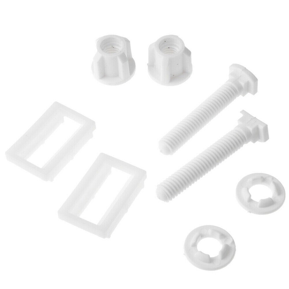 White Toilet Seat Repair Kit with Bolts Screws and Washers for Complete