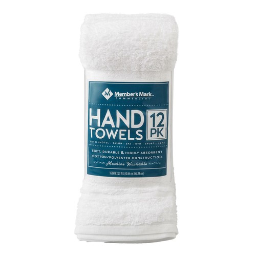 Member's Mark Commercial Hospitality Hand Towels White Set of 12 *FREE