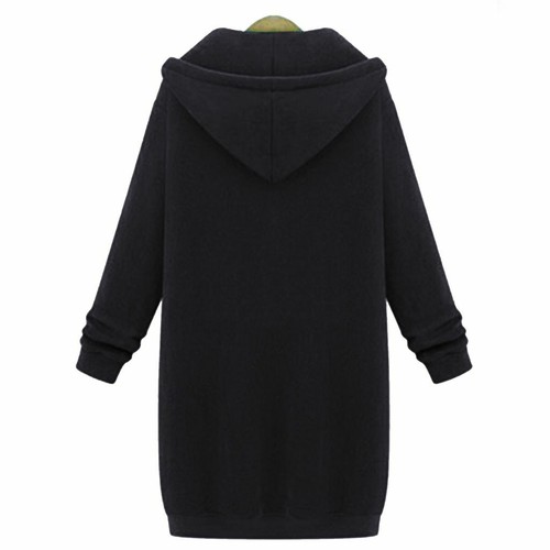 Women Zipper Hoodie Sweater Hooded Long Jacket Sweatshirt Coat Plus Size Winter - Picture 6 of 16