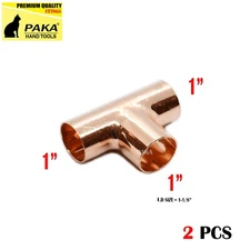 1" TEE C x C x C (BAG OF 2) - COPPER PIPE FITTING (For 1-1/8"O.D. Pipe)