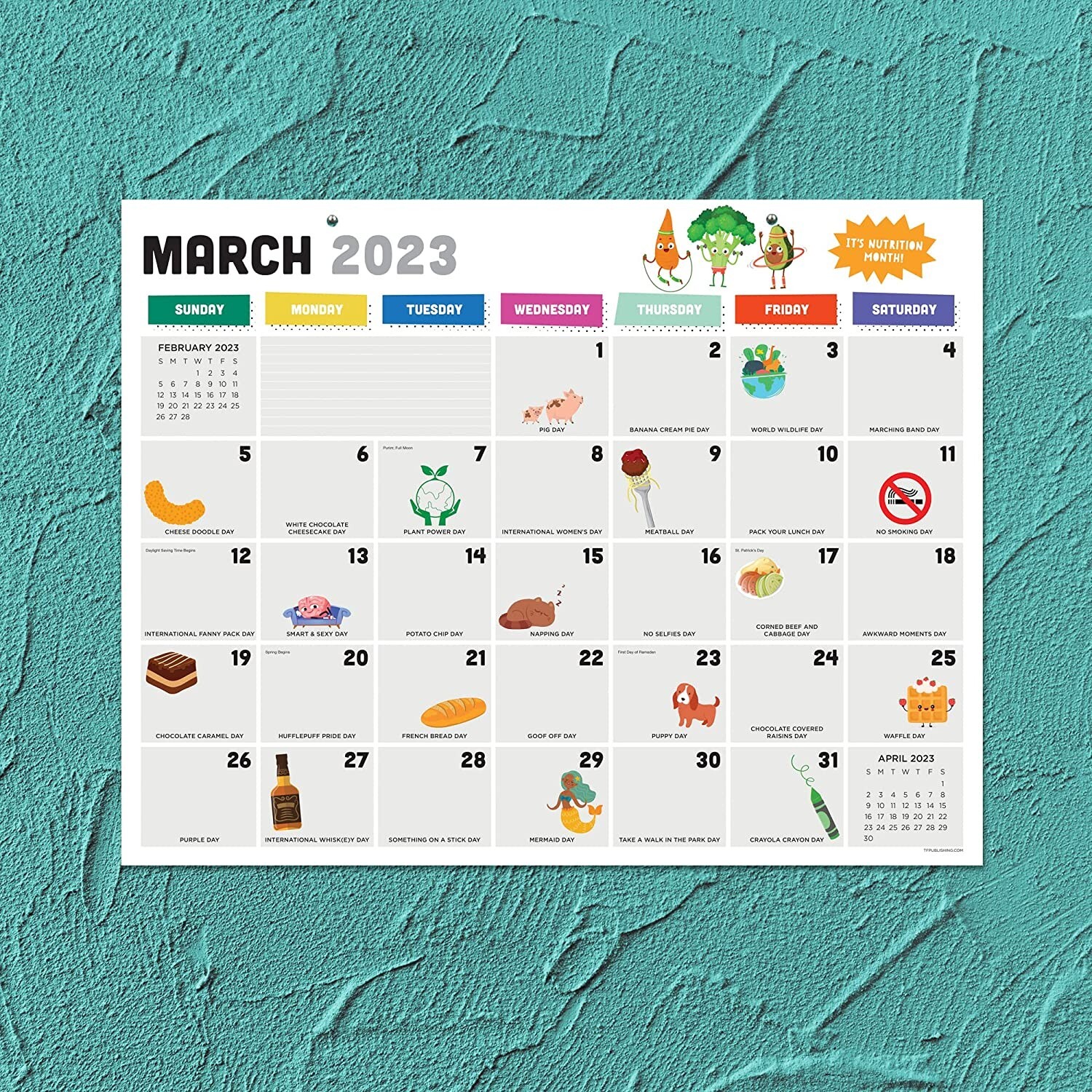 TF PUBLISHING Every Day's A Holiday Desktop Calendar 2023 | Desk Pad  Blotter | eBay