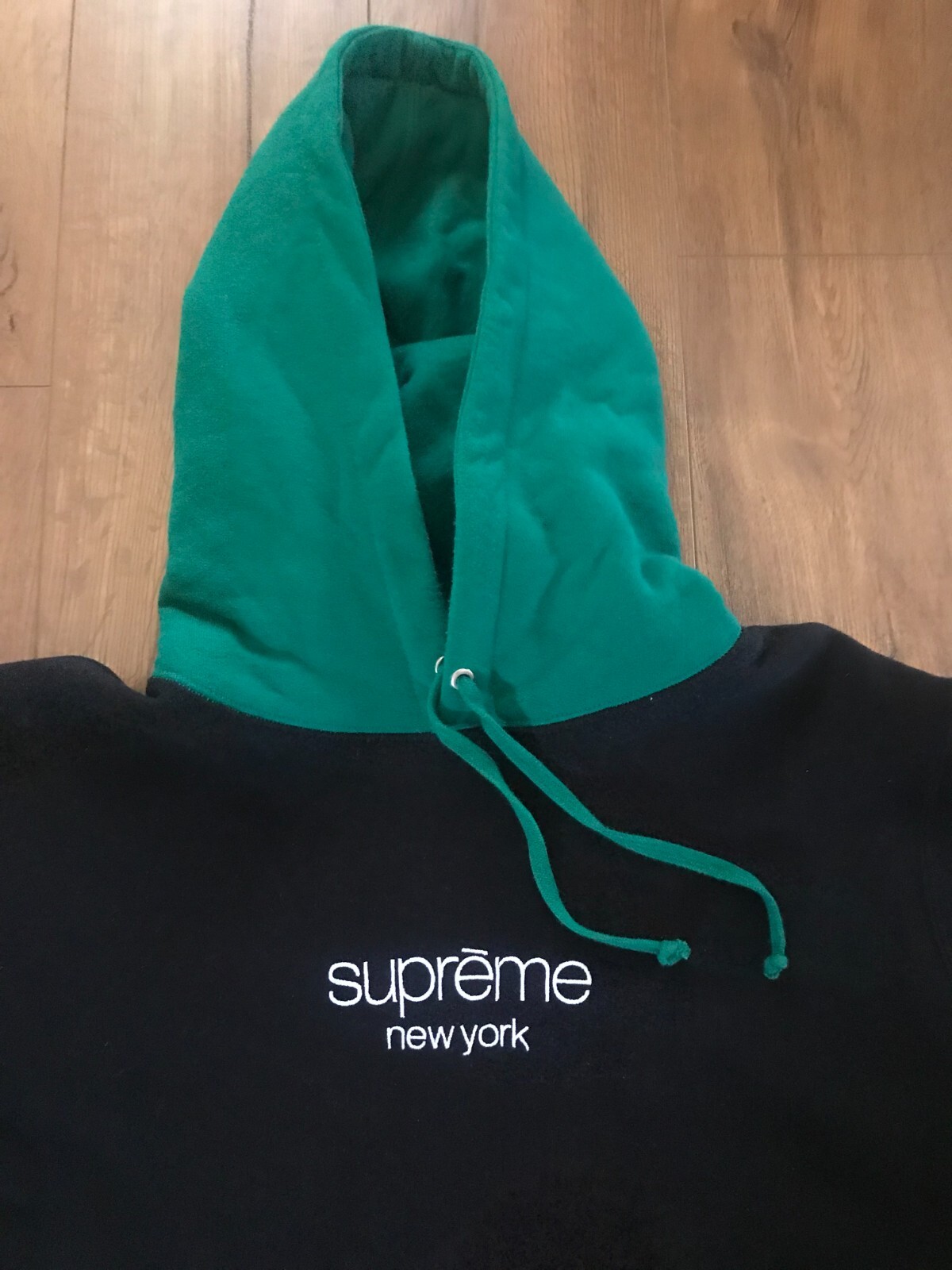 Supreme Classic Logo Two Tone Hoodie Black/Green Large image 3