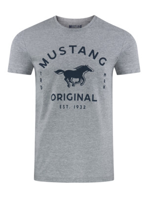 Mustang Tshirt Herren 100% Baumwolle Rundhals Kurzarm Sommer Tee Shirt Print